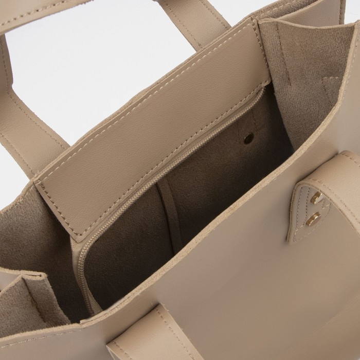 Сумка женская тоут на молнии, цвет бежевый