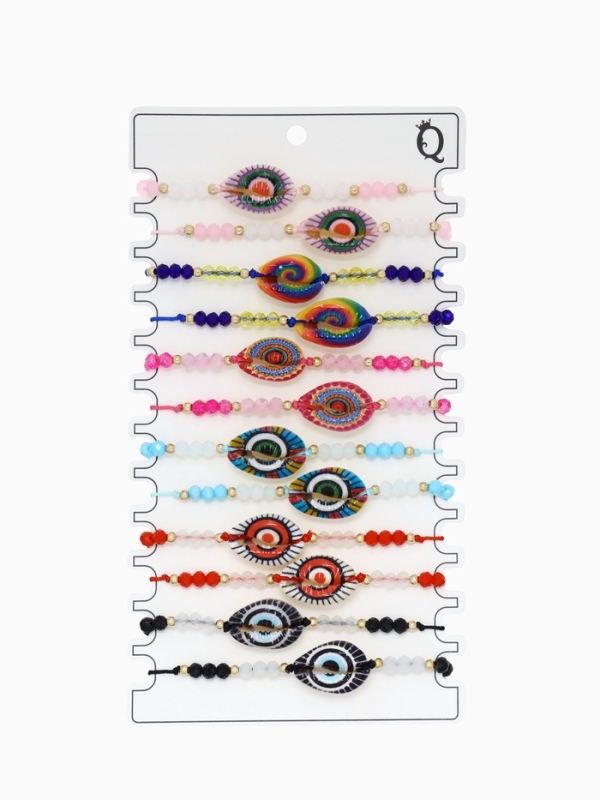 Браслет-оберег &laquo;Глазик&raquo; ракушка (неделимая фасовка 12 шт., цена за шт.), цветной в золоте