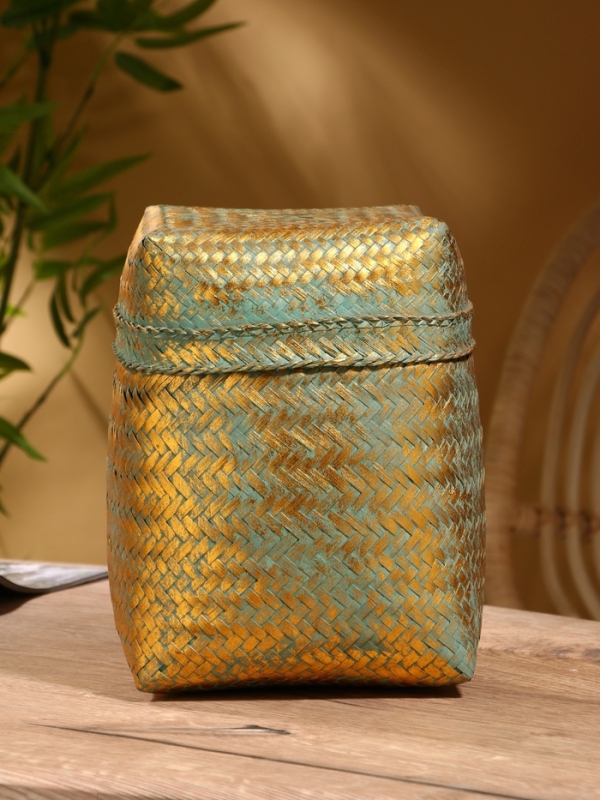 Корзинка плетеная "Голден" 20х20х26 см, голубой