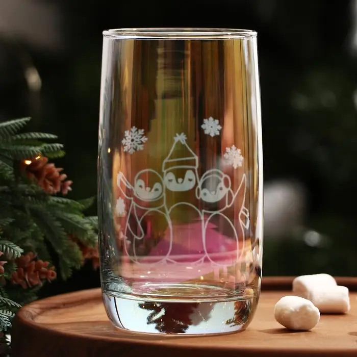 Стакан стеклянный &laquo;Пингвины&raquo;, 330 мл