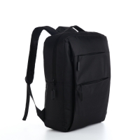 Рюкзак мужской на молнии, 4 наружных кармана, с USB, цвет чёрный