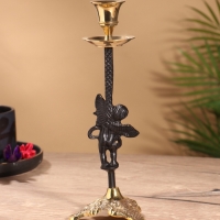 Подсвечник на 1 свечу, латунь, черный с золотом 8,5х8,5х23,5 см