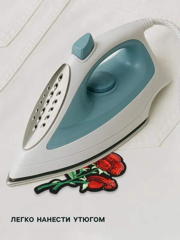 Термоаппликация &laquo;Роза&raquo;, с пайетками, 9&times;5 см, красная