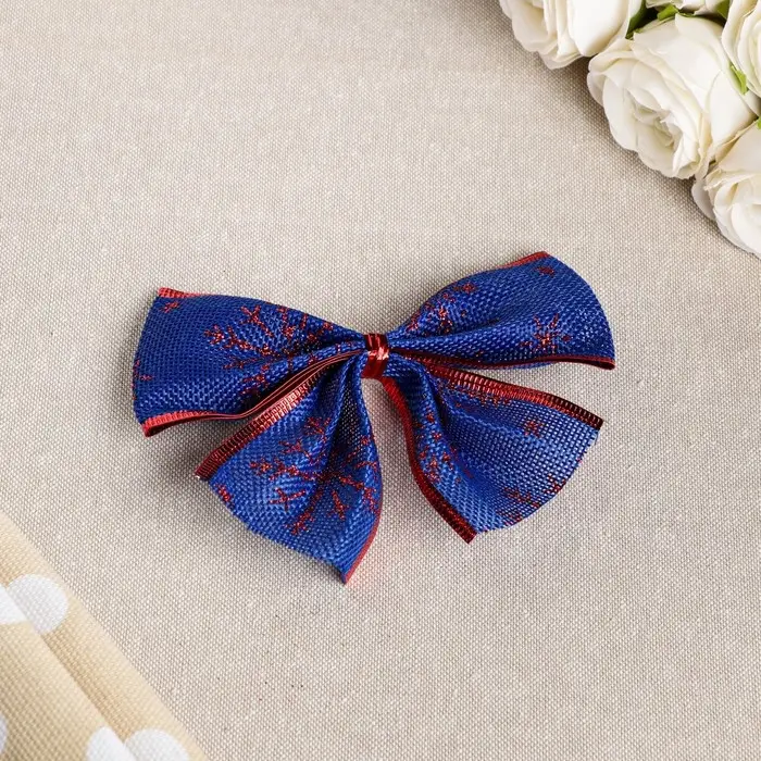 Бант праздничный &laquo;Снегопад&raquo;, сине-красный, 14 х 10 см