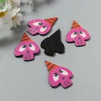 Декор для творчества войлок блеск "Череп в колпаке" 5,5х3,8 см