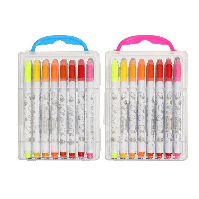 Фломастеры 24 цвета "Мышка", в пластиковом пенале с ручкой, вентилируемый колпачок