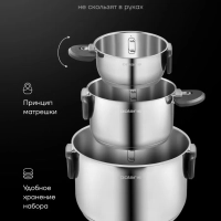 Набор кастрюль MasterKeep со складными ручками 6 предметов