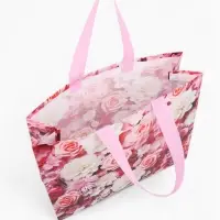 Сумка для покупок Цветы, 32*10*26. отд без молнии,  розовый