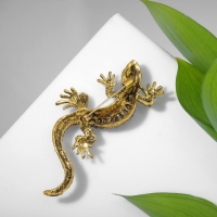 Брошь &laquo;Ящерица&raquo; изогнутая, цветная в чернёном золоте