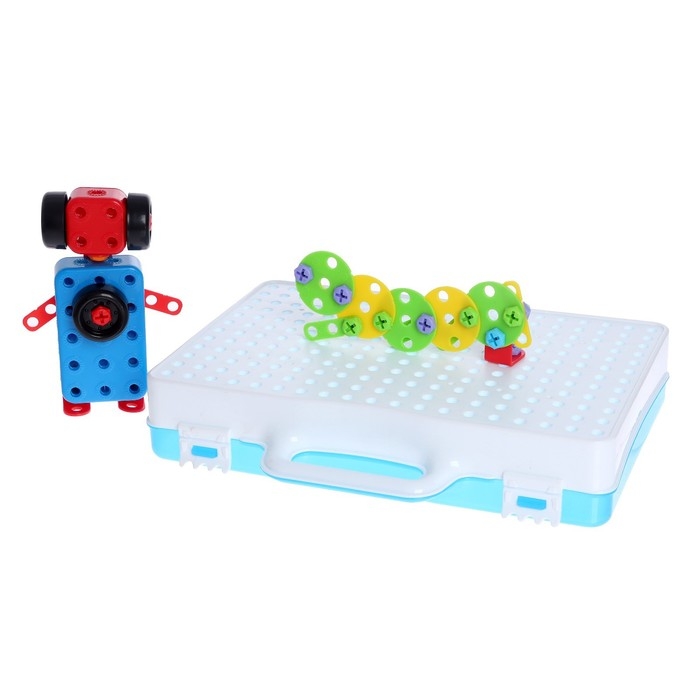 Конструктор в чемодане &laquo;Объёмная мозаика&raquo;, с электрическим шуруповертом, 40 моделей, 200 деталей