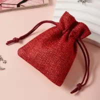 Мешочек подарочный &laquo;Льняной&raquo; 7&times;9, бордовый