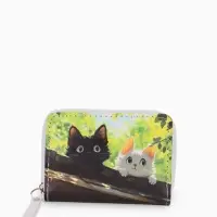 Кошелек дет 07-01-01 Июнь2533 кот, 12*1,5*9 см, 2 отд+отд/молн, д/карт, зеленый