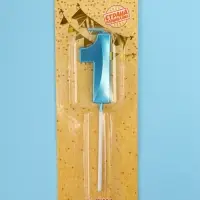 Свеча в торт на шпажке &laquo;Грань&raquo;, цифра 1, голубая, 5 см