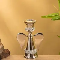 Подсвечник "Крылья" с кристаллами, алюминий 11х6,5х16 см