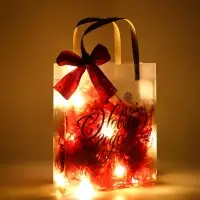 Подарочный пакет с наполнителем,лентой и гирляндой, 20 &times; 8 &times; 25 см