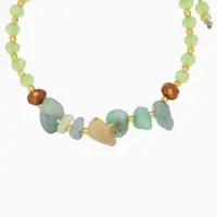 Браслет, длина 16 см, цв. фисташковый, золотой