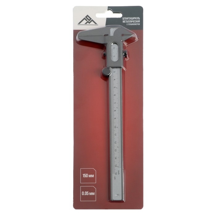 Штангенциркуль ЛОМ, металлический, с глубиномером, цена деления 0.05 мм, 150 мм