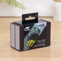 Губки для посуды Raccoon &laquo;Чудо-губка&raquo;, 2 шт, чистящие,10,5&times;7&times;5 см