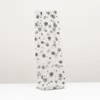 Пакет подарочный новогодний с жёстким дном 11&times;17&times;55 Серебристый &laquo;Снежинки&raquo;