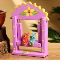 Сувенир &laquo;Зайки на качелях&raquo;, 11&times;5.4&times;14.4 см, дерево, сиреневый