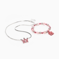 Набор детский "Выбражулька" 2 пр-та: кулон, браслет, корона, замок, цвет бело-розовый