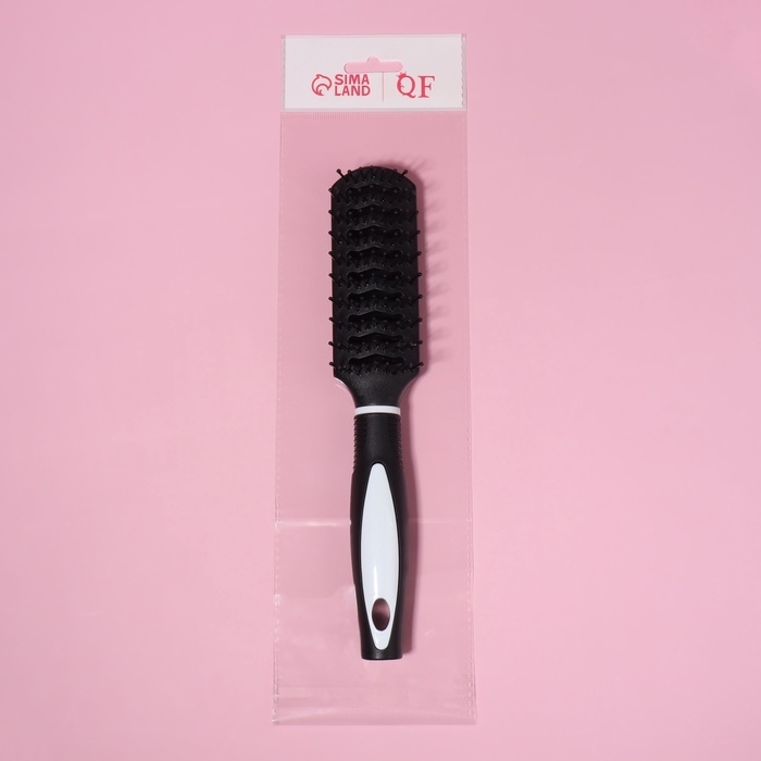 Расчёска массажная, вентилируемая, 4 &times; 23,2 см, цвет чёрный/белый