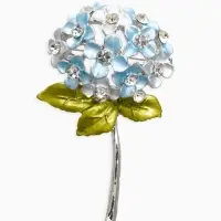 Брошь "Цветок Гортензии", цветная  в серебре