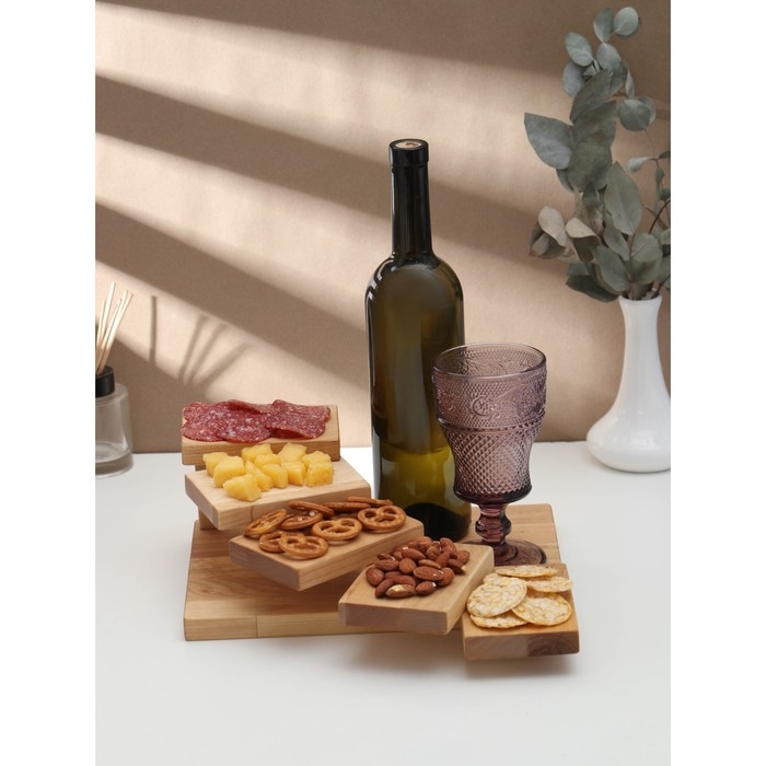 Доска для подачи с подиумами, этажерка 28&times;19.5&times;11см, берёза