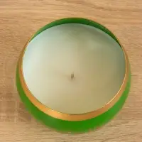 Свеча в чаше Yoga heal the soul зелёная, соевый воск 200 гр 8,5х7 см