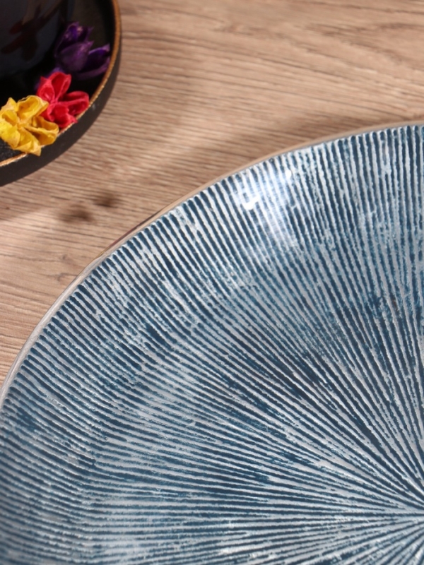 Блюдо алюминий цв. синий 33,5х33х3 см