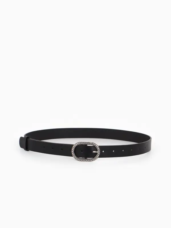 Ремень жен 05-01-02-01, Июнь2511, 2,9*0,3*110 см, винт, пряж металл, 1 прокол, черный