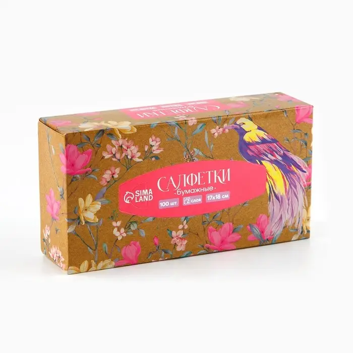 Салфетки бумажные в коробке &laquo;Райский сад&raquo;, 100 шт, двухслойные