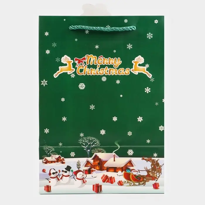 Пакет подарочный ламинированный с окном &laquo;Новый Год&raquo;, тиснение, 18&times;25&times;13 см, зеленый