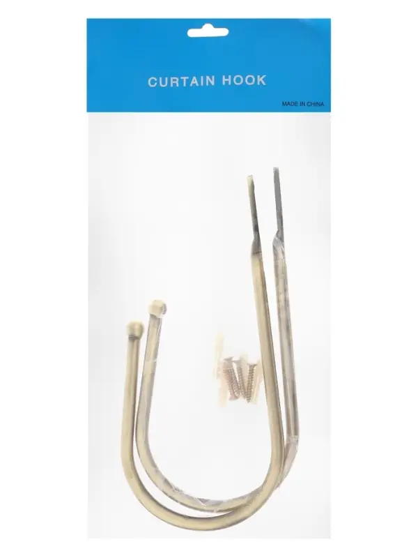 Крючок для штор ТУНДРА KS011, однорожковый, цвет бронза, 2 шт