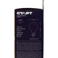 Лампа светодиодная СТАРТ, 20 Вт, Е27, А60, 2700К, 1600 Лм, теплый свет