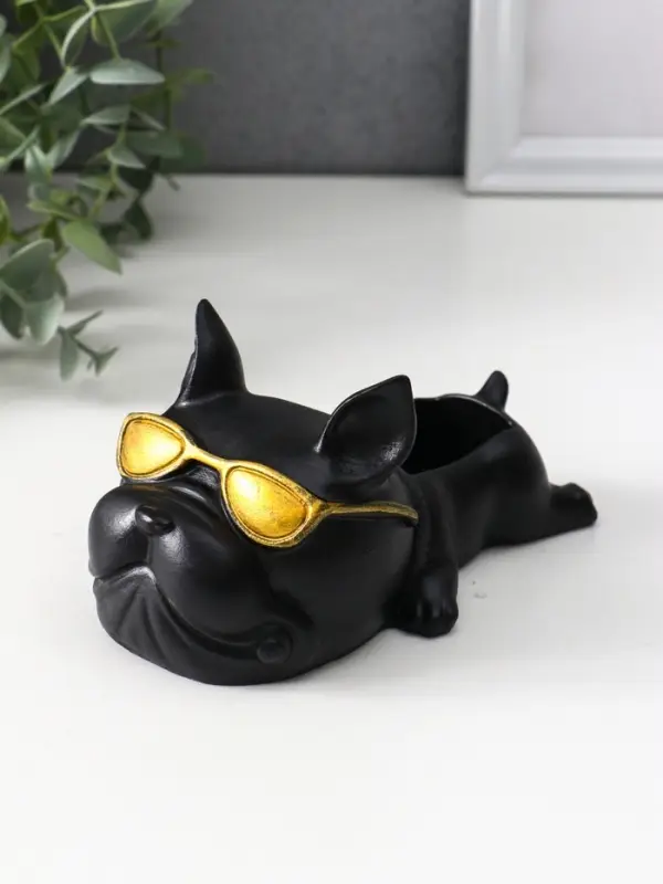 Подставка для мелочей &laquo;Французский бульдог в очках&raquo;, 7&times;14&times;8.5 см, чёрная