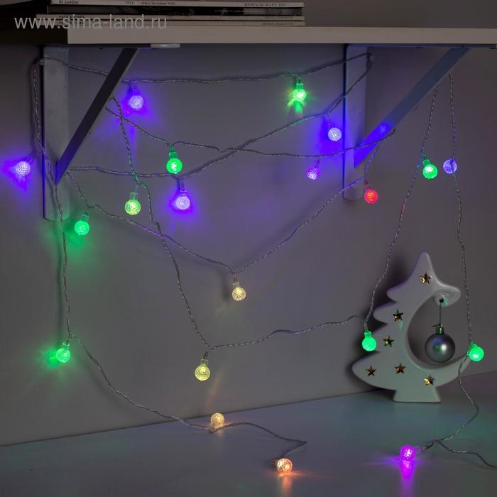 Гирлянда &laquo;Нить&raquo; 5 м с насадками &laquo;Мини фонарик&raquo;, IP20, прозрачная нить, 20 LED, свечение мульти (RG/RB), мигание, 220 В