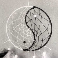 Ловец снов "Инь-янь" чёрно-белые пёрышки 44х15 см