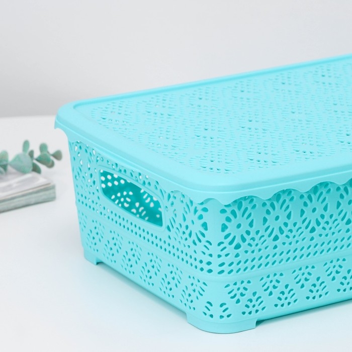 Контейнер для хранения с крышкой &laquo;Ажур&raquo;, пластик, 35&times;27&times;12 см, цвет МИКС