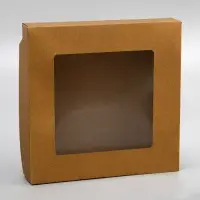 Коробка складная, с окном крафт, 20&times;20&times;4 см
