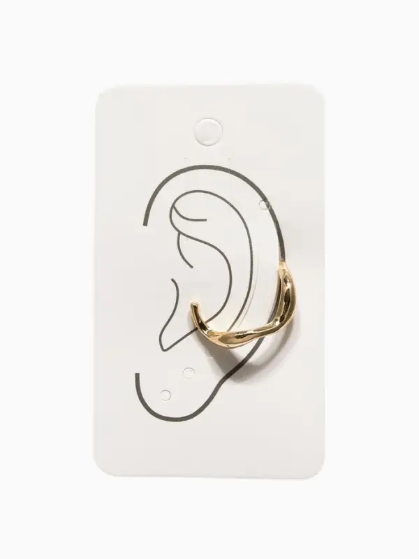 Серьга "Кафф" мятый металл, цвет золото