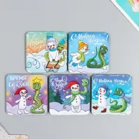 Магнит на холодильник &laquo;Змейки со снеговиками&raquo;, дерево, 7&times;7 см, 5 видов, МИКС