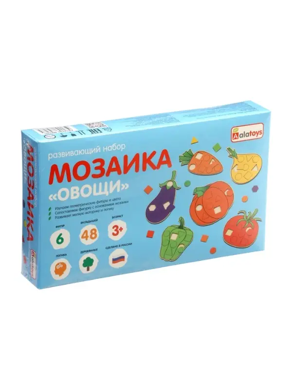 Мозаика "Овощи", 6 предметов, 48 геометрических фигур