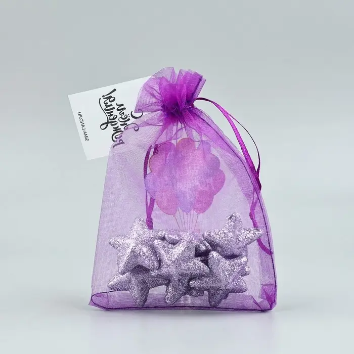 Мешочек подарочный из фатина с термонаклейкой &laquo;С днем рождения&raquo;, 11 х 16 см +/- 1.5 см