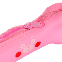 Пенал школьный "Кость" на молнии, силиконовый, розовый