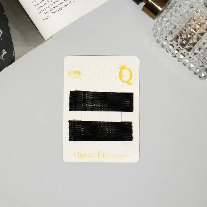 Невидимки для волос &laquo;Классика&raquo;, набор 20 шт., рельеф, 6 см, чёрные