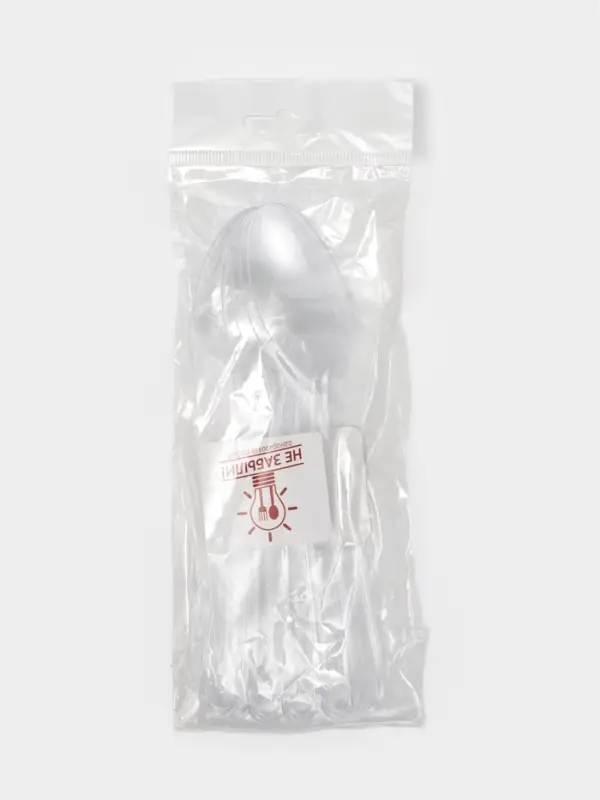 Ложка пластиковая одноразовая Не ЗАБЫЛИ! &laquo;Премиум&raquo;, 18 см, прозрачная, набор 6 шт./уп.