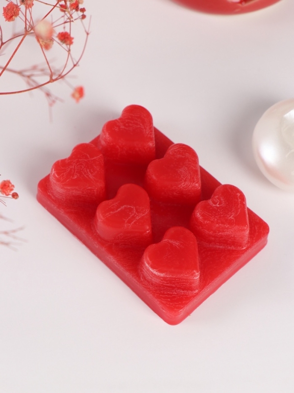 Аромалампа керамика + ароматический воск "Сердце" красная 7,5х7,5х8 см