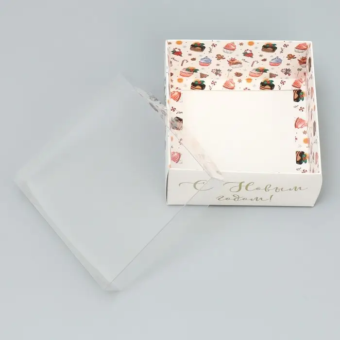 Коробка для кондитерских изделий с пластиковой крышкой &laquo;С Новым годом&raquo;, 12 х 6 х 11.5 см