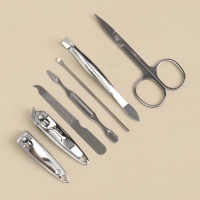 Набор маникюрный &laquo;Мур-мяу&raquo;, 7 предметов, в футляре, цвет чёрный/белый